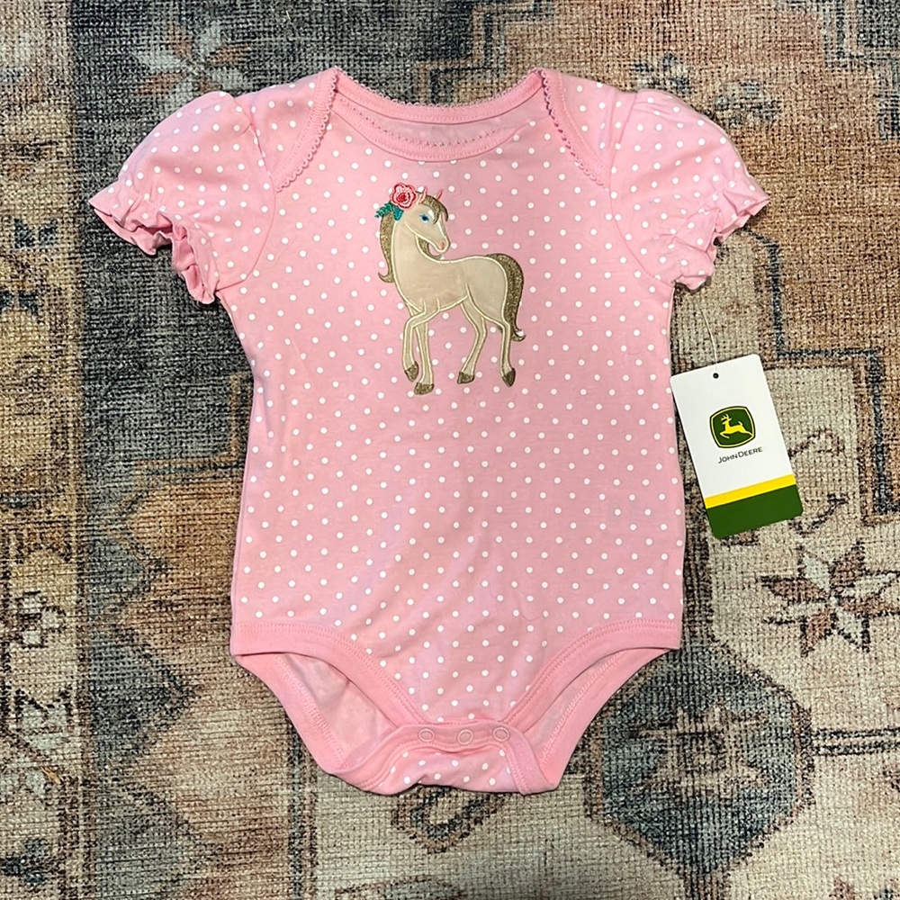 John Deere Horse Onesie -Size 6-9 Month